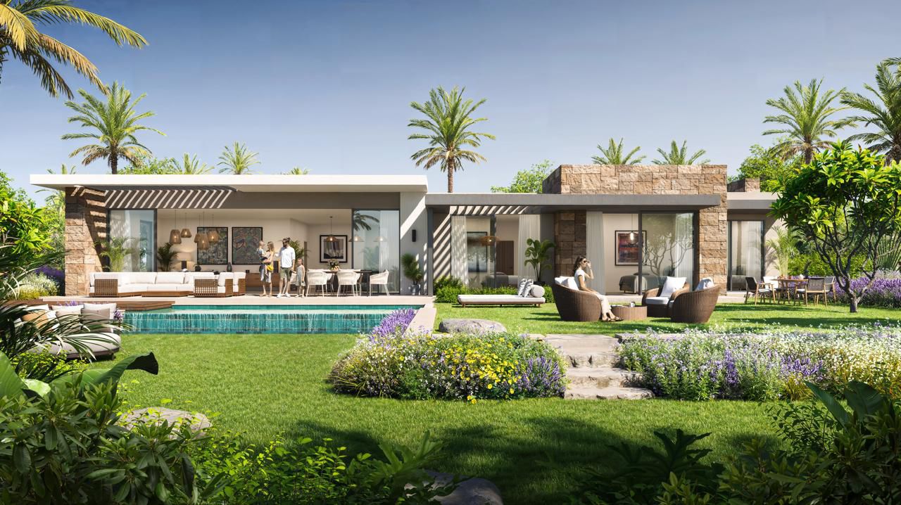 فيلا بتصميم أفقي مع مساحات خضراء واسعة